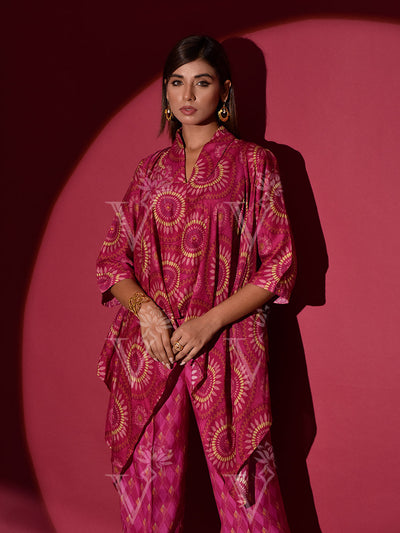 Ruby Pink Vasansi Silk Printed Co-ord Set