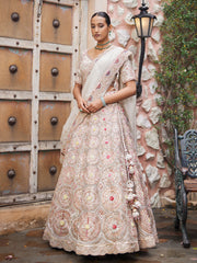 Beige Tissue Bridal Lehenga Set