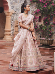 Pink Tissue Bridal Lehenga Set