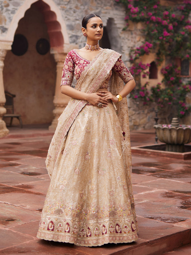 Golden Tissue Bridal Lehenga Set