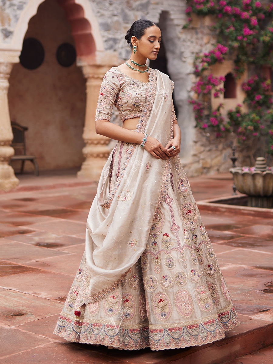Ria Beige Lehenga Set