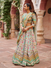 Sea Green Embroidered Lightweight Lehenga