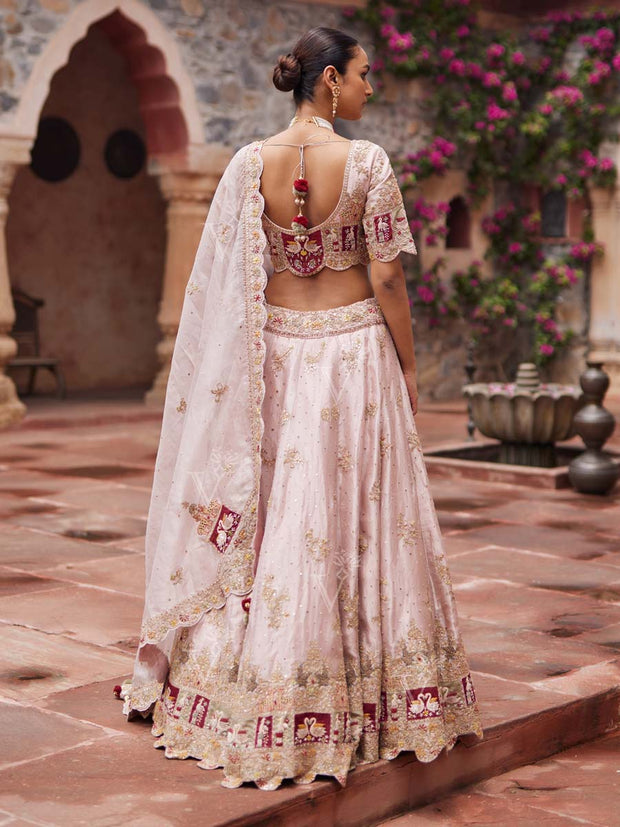 Beige Tissue Lehenga Set