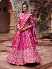 Pink Vasansi Silk Printed Lehenga Set