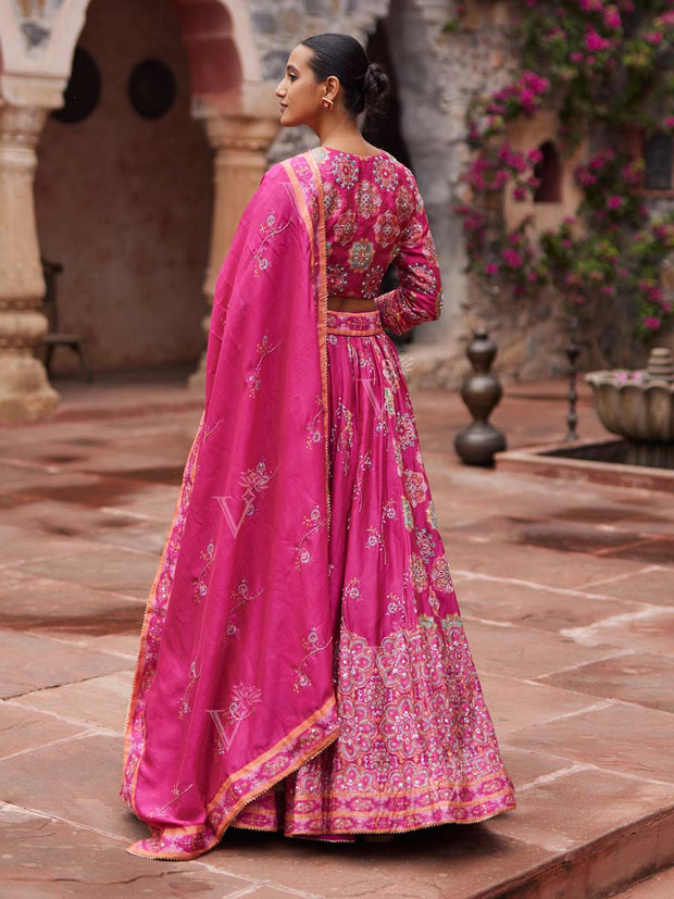 Pink Vasansi Silk Printed Lehenga Set