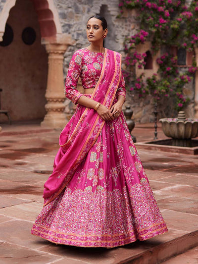 Pink Vasansi Silk Printed Lehenga Set