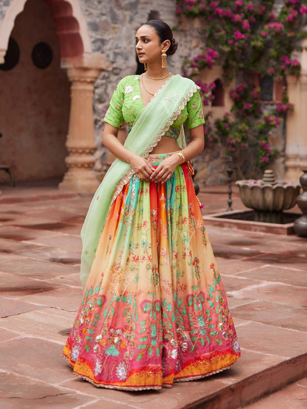 Multi Color Vasansi Silk Lehenga Set