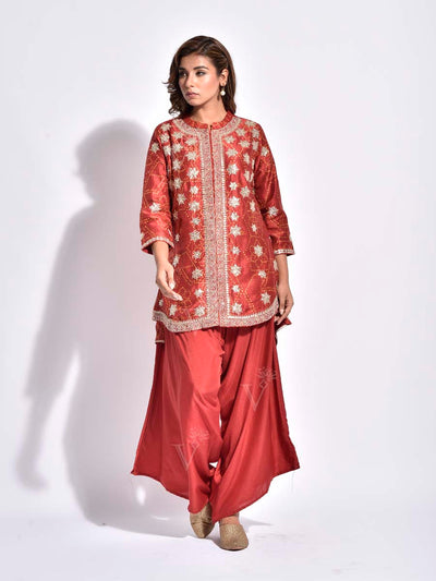 DD28, MTO, Brown, Vasansi Silk, Bandhani, Kurta and Dhoti Pants Set , Dhoti set