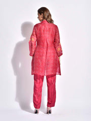 Raspberry Pink Embroidered Organza Co-Ord Set