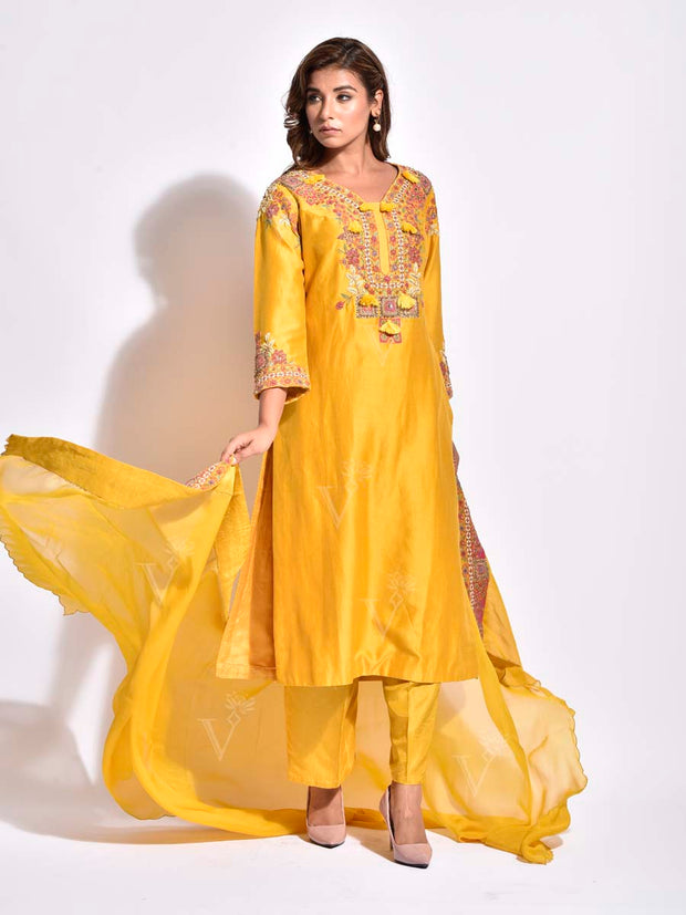 Yellow Embroidered Suit Set