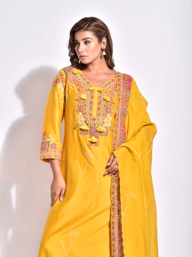 Yellow Embroidered Suit Set