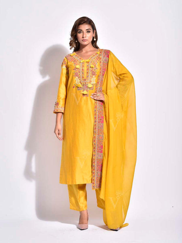 DD35, MTO, RK, Yellow , Embroidered , Suit Set , Suit , festive , rakhi 