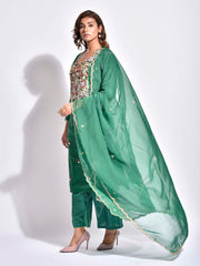 Green Embroidered Suit Set