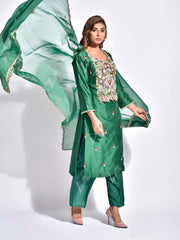 Green Embroidered Suit Set