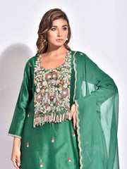 Green Embroidered Suit Set