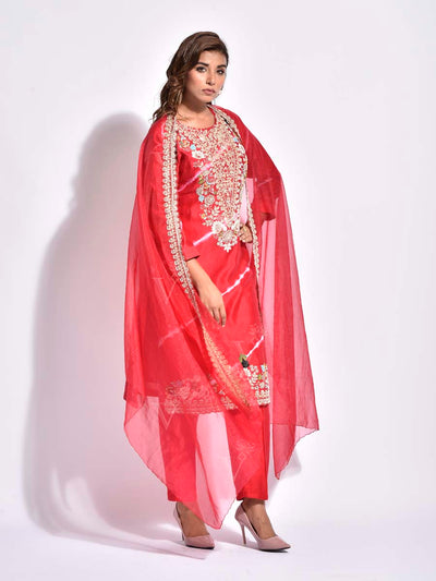 Red Embroidered Suit Set