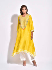 DD35, MTO, RK, Yellow , Embroidered , kurta set , pant set , festive , rakhi , kurta and pant set