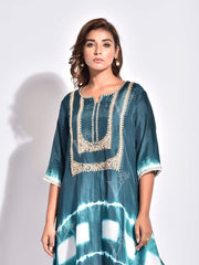 Sea Green Embroidered Asymmetric Kurta Set