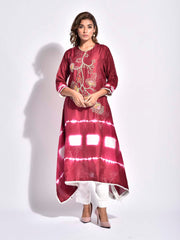 Jazzberry Pink Silk Embroidered Kurta Set