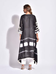 Black Embroidered Asymmetric Kurta Set