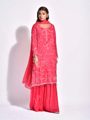 Pink Georgette Embroidered Sharara Set