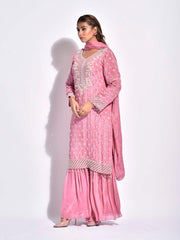 Pink Embroidered Sharara Set