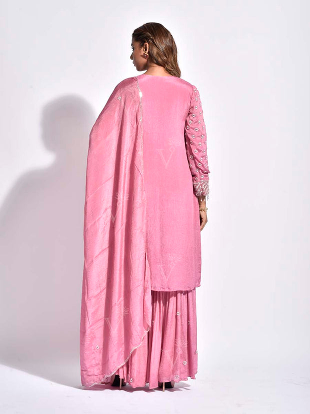 Pink Embroidered Sharara Set