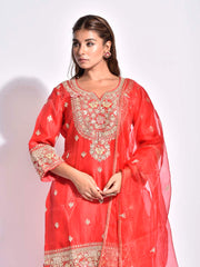 Red Silk Gotta Patti Sharara Set