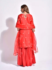 Red Silk Gotta Patti Sharara Set