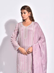 Lilac Embroidered Georgette Sharara Set