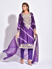 Violet Embroidred Suit Set