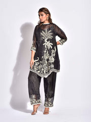 Black Organza Embroidered Co-ord Set