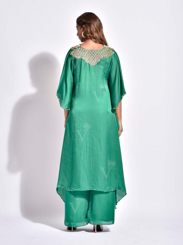 Green Embroidered Kaftan Set