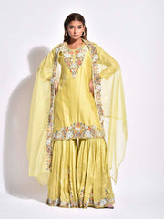 Lime Embroidered Sharara Set