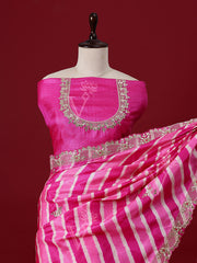 Pink Leheriya Tusser Silk Saree