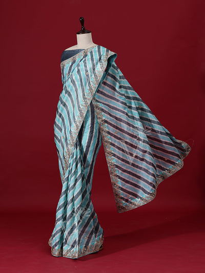 Blue Leheriya Tussaud silk saree