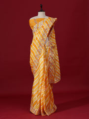 Yellow Leheriya Tusser Silk saree