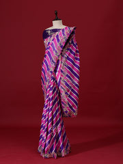 Purple Leheriya Handcrafted Tusser Silk saree