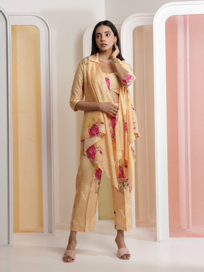 Peach Vasansi Silk Crop top and Pant Set