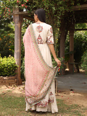 Off-White Silk Emrboidered Kurta and Palazzo Set