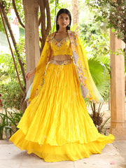 _label_New, DD35, MTO, RK, Yellow , Embroidered Silk ,Jacket and Skirt Set , Jacket Set , Skirt set , lehenga set