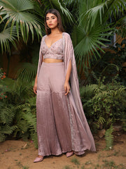 Lilac Crepe Jacket and Sharara Set