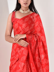 Red Gazzi Pure Silk Bandhani Saree