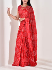 Red Gazzi Pure Silk Bandhani Saree