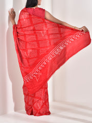 Red Gazzi Pure Silk Bandhani Saree