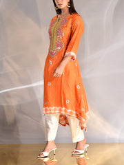 Orange Silk Gota Patti Kurta and Pant Set