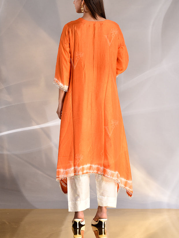 Orange Silk Gota Patti Kurta and Pant Set