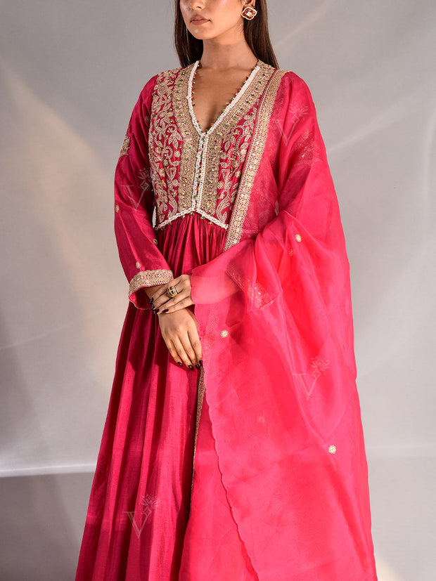 Pink Silk Embroidered Gown