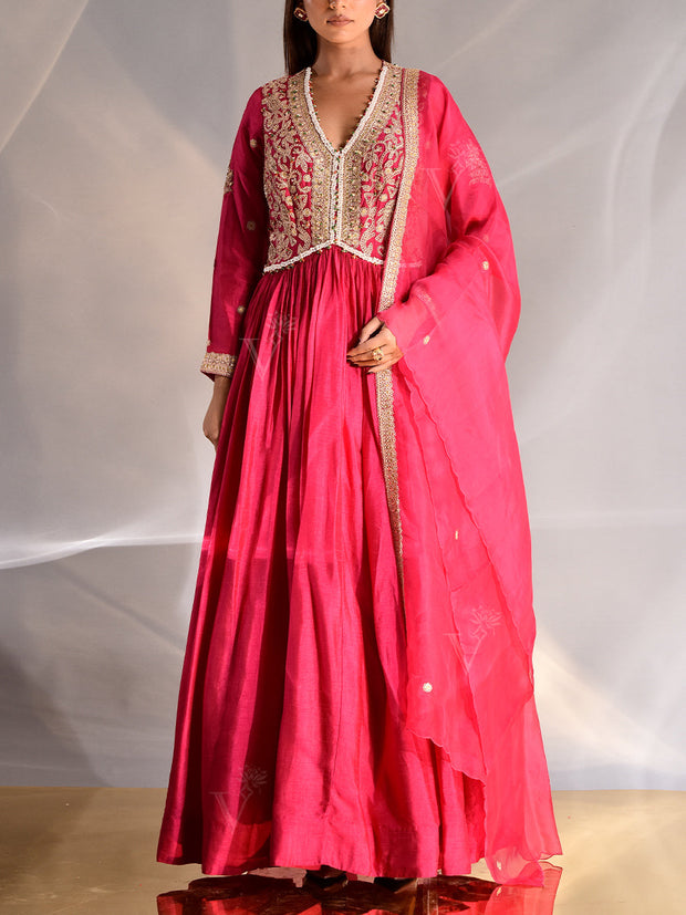 _label_New, DD35, MTO, RK,  Pink , Silk, Embroidered Gown, silk gown