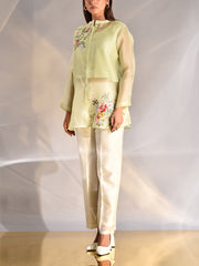 Green Embroidered Organza Shirt